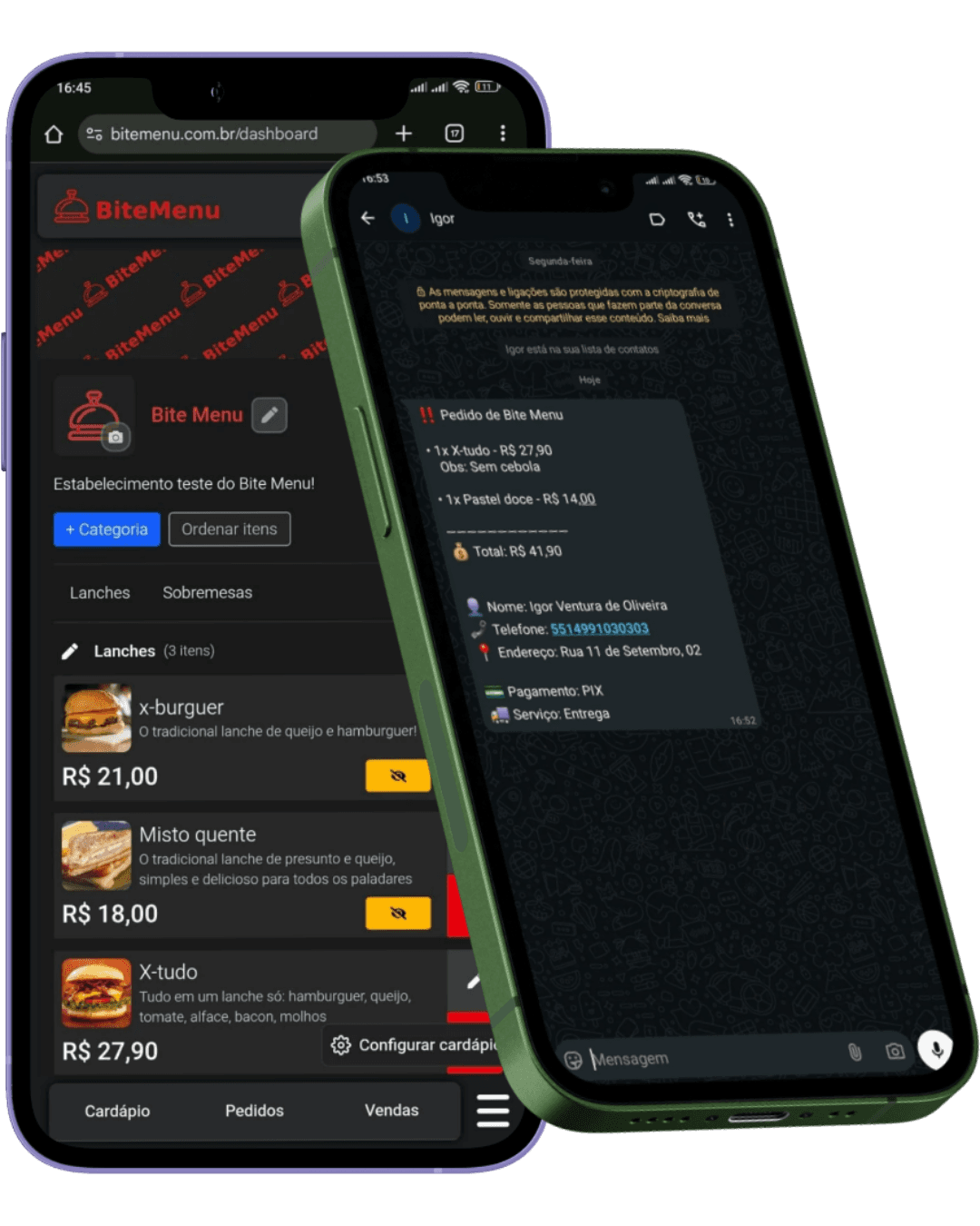 Crie seu cardápio e receba pedidos pelo WhatsApp